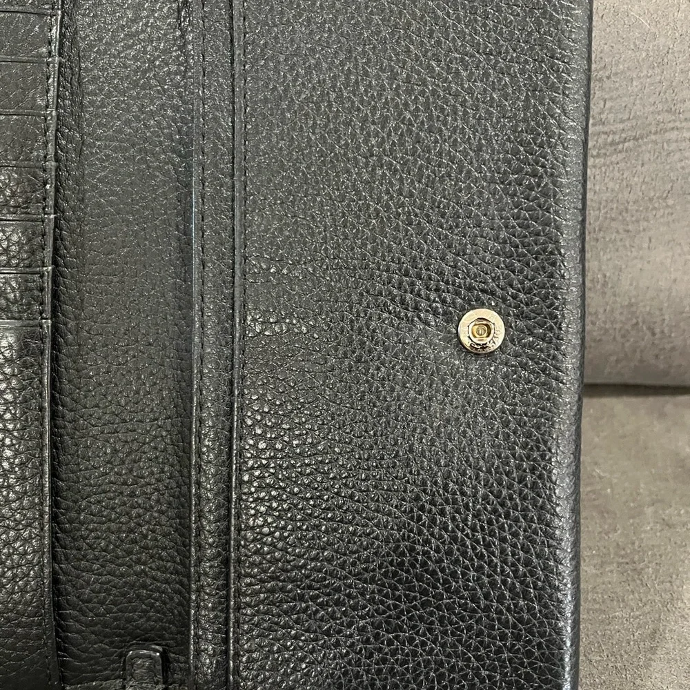 Kate Spade Black Leather Clutch with Gold Accents - Picture 4 of 7